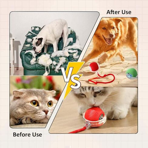 2 PCS Interactive Cat Toy Rolling Ball with Tail Chewie Viral Dog Ball, Smart Automatic Rolling Pet Balls,Automatic Moving Electric Cat Toy in Saudi Arabia