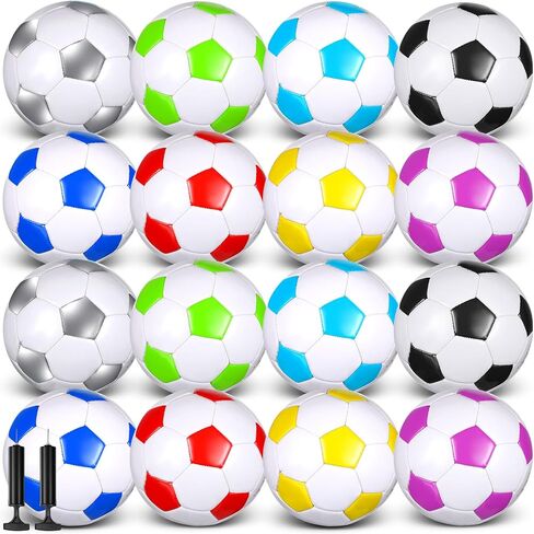 Soulchen 16 PCS كرات كرة القدم بشكل كبير مع 2 PCS حجم المضخة 3/4/5 تدريب كرة القدم كرة القدم للشباب عودة إلى المدرسة في الخارج تدريبات تدريبية رياضية في الهواء الطلق ، لعب لعبة اللعب ، 8 لون in Kuwait