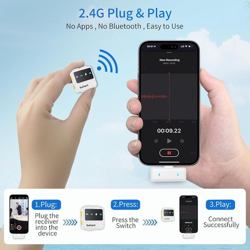 ميكروفون لافالييه اللاسلكي لـ iPhone: لتسجيل الفيديو ، البودكاست والبث: الميكروفون المهني مع الحد من الضوضاء الذكية ، عمر البطارية 30 ساعة - رائع لمبدعي المدونة والمحتوى in Kuwait
