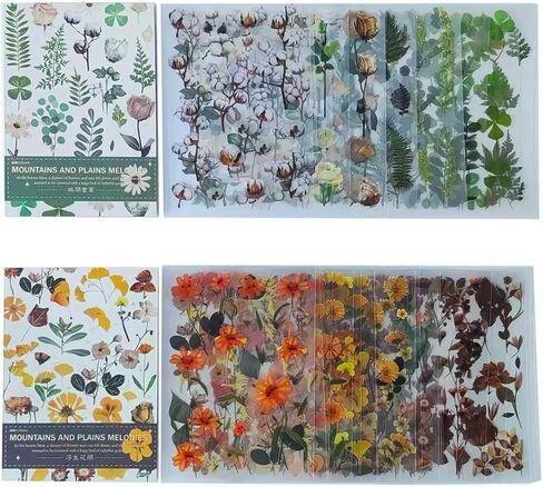 500pcs Nature Flower Stickers for Scrapbooking, 36 Sheets Scrapbook Supplies Stickers for Adults with Tweezer for Journal Planner Laptop DIY Card Making in Saudi Arabia