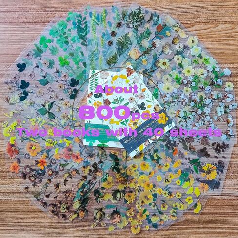 500pcs Nature Flower Stickers for Scrapbooking, 36 Sheets Scrapbook Supplies Stickers for Adults with Tweezer for Journal Planner Laptop DIY Card Making in Saudi Arabia