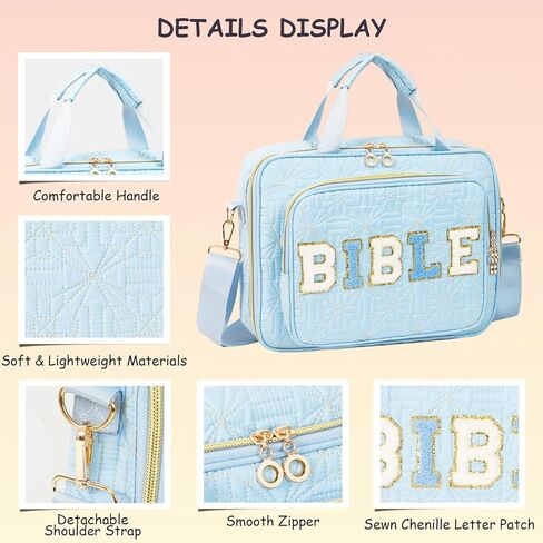قضية تغطية الكتاب المقدس للنساء مجموعة دراسة الكتاب المقدس مع علامات تبويب عالية ، حقيبة الكتاب المقدس الكبيرة مع مجموعة التعليقات التوضيحية ، حالة حمل الكتاب المقدس للنساء مع أكياس كنيسة حزام الكتف مع مجموعة اليومية (الوردي ، كبير) in Kuwait