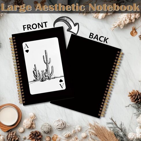 دفتر Notes Spiral Fitie Western 5.5x8.3 ، Journal Card ace Card Journal Trendy Retro Ace Card ، الهدايا الغربية للنساء ، اللوازم المكتبية السوداء ، دفاتر سوداء لتدوين الملاحظات in Kuwait