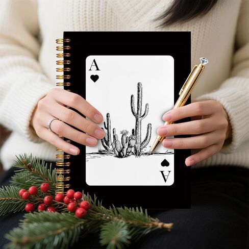 دفتر Notes Spiral Fitie Western 5.5x8.3 ، Journal Card ace Card Journal Trendy Retro Ace Card ، الهدايا الغربية للنساء ، اللوازم المكتبية السوداء ، دفاتر سوداء لتدوين الملاحظات in Kuwait