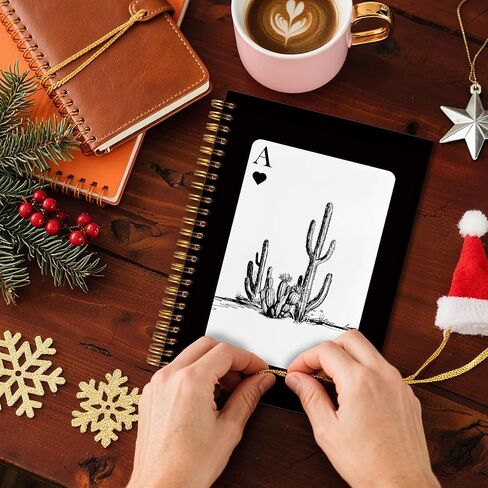 دفتر Notes Spiral Fitie Western 5.5x8.3 ، Journal Card ace Card Journal Trendy Retro Ace Card ، الهدايا الغربية للنساء ، اللوازم المكتبية السوداء ، دفاتر سوداء لتدوين الملاحظات in Kuwait