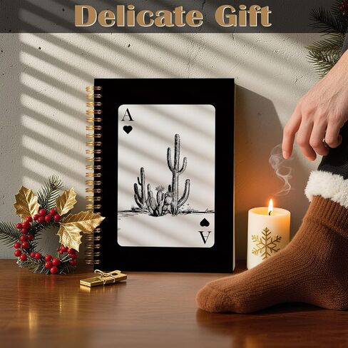 دفتر Notes Spiral Fitie Western 5.5x8.3 ، Journal Card ace Card Journal Trendy Retro Ace Card ، الهدايا الغربية للنساء ، اللوازم المكتبية السوداء ، دفاتر سوداء لتدوين الملاحظات in Kuwait