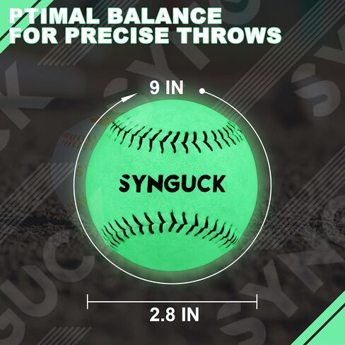 SYNGUCK Glow in The Dark Baseballs – Light Up Baseball Official Size | Glow Balls for Night Games, Practice, Gifts-Clear Acrylic Display Case in Kuwait