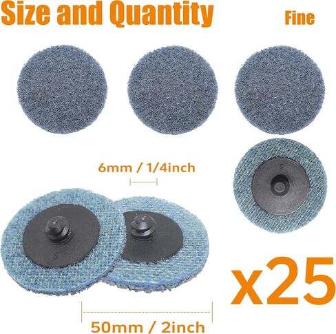 Merryland 25 Pack Surface Conditioning Disc 2 inch Mixed Quick Change Disc | 2inch Die Grinder, Sanding Disc Nylon Non-Woven Disc Paint Rust Metal Steel Iron Universal, DGTAA25C4 in Saudi Arabia