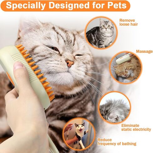 Nepfaivy Cat Steam Brush للتسلق - فرشاة القط البخارية للقطط الداخلية ، وفرشاة الكلاب البخارية القابلة لإعادة الشحن ، ومشط شعر رذاذ الحيوانات الأليفة للتدليك ، و spritz defur comb seist باخرة باخرة in Saudi Arabia