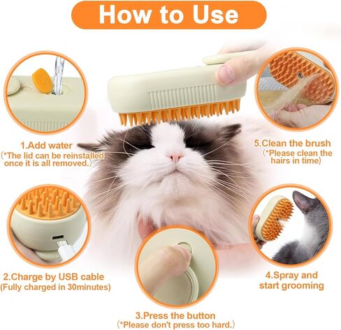 Nepfaivy Cat Steam Brush للتسلق - فرشاة القط البخارية للقطط الداخلية ، وفرشاة الكلاب البخارية القابلة لإعادة الشحن ، ومشط شعر رذاذ الحيوانات الأليفة للتدليك ، و spritz defur comb seist باخرة باخرة in Saudi Arabia