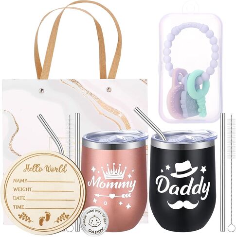 New Mom Gifts for Women, Pregnancy Gifts for New Parents Gender Reveal Gift Baby Shower with Mommy and Dad Tumbler for Expecting Parents to Be, First Time Mom Gift in Saudi Arabia