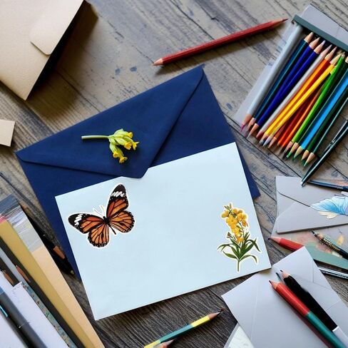 Transparent Flower Butterfly Sticker Set (240Pcs), PET Waterproof Resin Stickers, Self Adhesive Aesthetics Stickers for Adults to Make Cards, Envelopes, Gift Wraps, Scrapbooks, Notebooks (Nature1) in Saudi Arabia