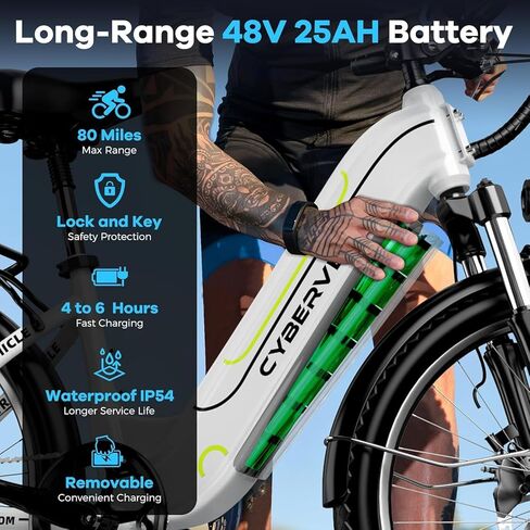 1000 واو ذروة الدراجة الكهربائية للبالغين ، 48 فولت 25AH (1200WH) 26 "Ebike ، ارتفاع 80 ميلا بطارية قابلة للإزالة ، الدراجات الكهربائية للبالغين لجميع التضاريس ، الرجال للنساء E دراجة للتنقل شاطئ in Kuwait