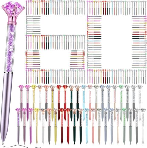 Zhehao 60 Pcs Diamond Pens, Crystal Glitter Bridal Shower Ballpoint Pens Set bulk Black Ink Rhinestone fancy gift for Women Students School Office Supplies Wedding Birthday Party Present in Kuwait