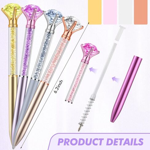 Zhehao 60 Pcs Diamond Pens, Crystal Glitter Bridal Shower Ballpoint Pens Set bulk Black Ink Rhinestone fancy gift for Women Students School Office Supplies Wedding Birthday Party Present in Kuwait