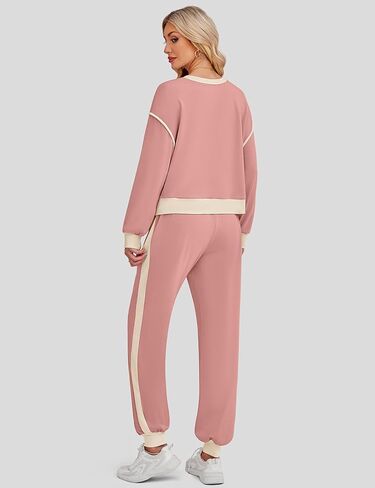 SHESHOW Women's 2 Piece Outfits Fall Colorblock Long Sleeve Tops and Jogger Sweatpants Lounge Sets with Pockets in Kuwait