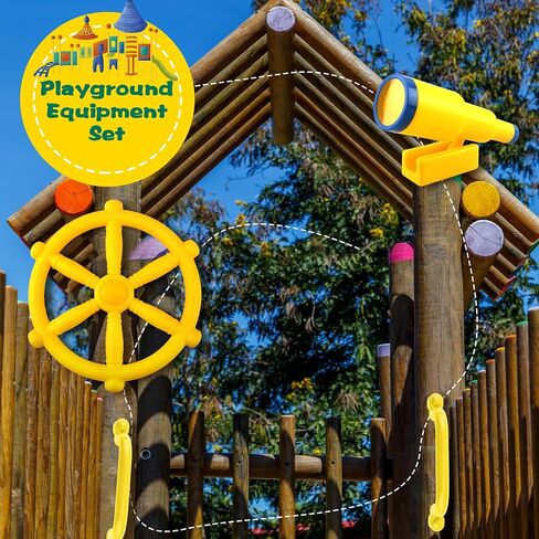 5 Pcs Kids Playground Accessories for Kids Outdoor Plastic Steering Wheel Swingset Phone Pirate Telescope Telephone Safety Handle for Child Backyard Tree House Playhouse Jungle Gym (Blue Set 1) in Saudi Arabia