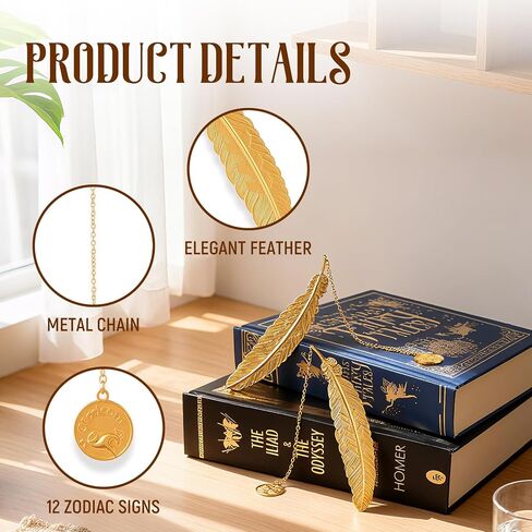Metal Zodiac Bookmarks Set, 12 Constellation Designs, Gold, 4.5 x 0.9 inches (Virgo) in Saudi Arabia