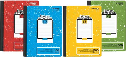 Primary Composition Grades K-2, Full-page 1/2" Primary Ruled, 100 Sheets Notebook Size 9.75 x 7.5, Marble Colors, 4-Pack in Kuwait