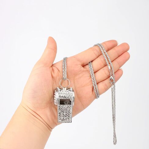 2pcs Bling Whistle, Metal Crystal Rhinestone Whistles Loud Crisp Sound Sports Whistle with Chain Lanyard Gifts for Teacher Referee Official Lifeguard Basketball Training (Gold, Pink) in Saudi Arabia