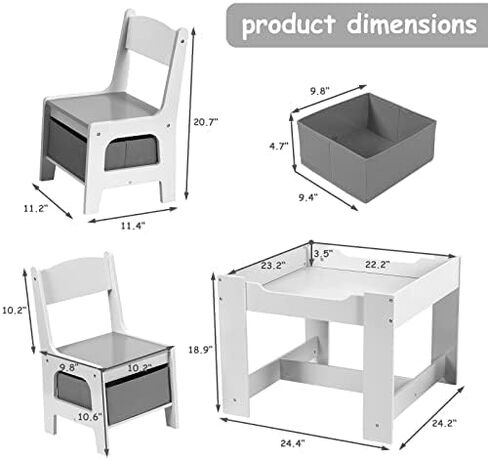 Arlopu Kids Table and Chair Set, 4 in 1 Wooden Activity Desk, w/Blackboard, Storage, 2 in 1 Tabletop for Toddlers Art Crafts Drawing Reading Playroom, Natural in Kuwait