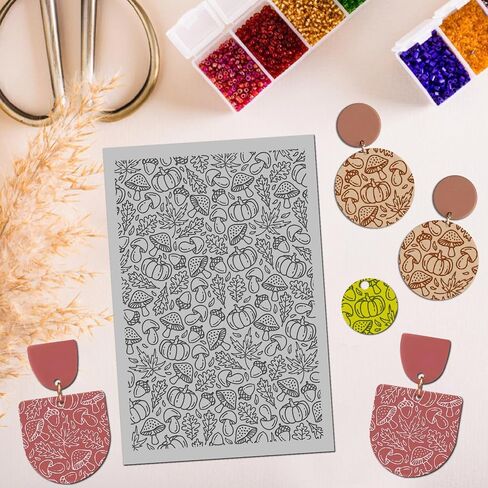 Arbuya Polymer Clay Sunflower Texture Sheets for Earring Jewelry Making, Clay Floral Texture Mat for Polymer Clay Projects Polymer Clay Stamps Earrings Tools in Saudi Arabia