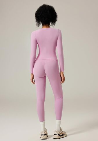 RXRXCOCO SLIM FIT مجموعات تمرين للنساء 2 قطعة مخفية Scrunch Leggings Long Screve Yoga Tops مطابقة ملابس صالة الألعاب الرياضية in Saudi Arabia