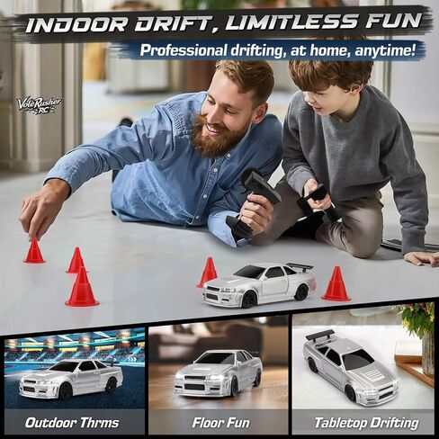 1/43 مقياس Mini RC Drift Car - صغير صغير مع RTR 2.4 جيجا هرتز تنسجم بالكامل ، ومجموعتان للإطارات ، و 8 مخاريط ، ومكتب عالي السرعة RC مع أضواء LED - التمويه in Saudi Arabia