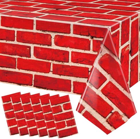 Tiamon 3 PCS Red Brick Tablecloths - Brick Sheet Stone Wall Plastic Table Cover or Backdrop Decorations for Christmas Holiday Party, Fireplaces, Chimneys, Photography Supplies, 54 x 108 Inches in Saudi Arabia