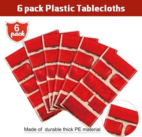 Tiamon 3 PCS Red Brick Tablecloths - Brick Sheet Stone Wall Plastic Table Cover or Backdrop Decorations for Christmas Holiday Party, Fireplaces, Chimneys, Photography Supplies, 54 x 108 Inches in Saudi Arabia