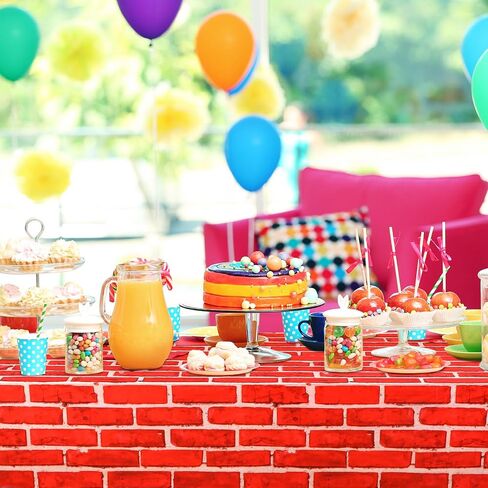 Tiamon 3 PCS Red Brick Tablecloths - Brick Sheet Stone Wall Plastic Table Cover or Backdrop Decorations for Christmas Holiday Party, Fireplaces, Chimneys, Photography Supplies, 54 x 108 Inches in Saudi Arabia