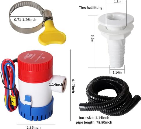 طقم السباكة ديا 1-1/8 بوصة ، مجموعة تركيب خرطوم مضخة بيلج ، خرطوم مضخة بيلج 6.5 قدم ، 2 مشابك من الفولاذ المقاوم للصدأ وتركيب من قبل الهيكل in Kuwait