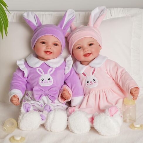 Babeside Baby Dolls Twins - 17 '' لطيف الجسم الناعم واقعية واقعية التوأم دمى الحياة الحقيقية طفلة وصبي مع إكسسوارات لهدايا الأطفال البالغة من العمر 3 سنوات ، تظاهر اللعب ، مجموعة in Kuwait