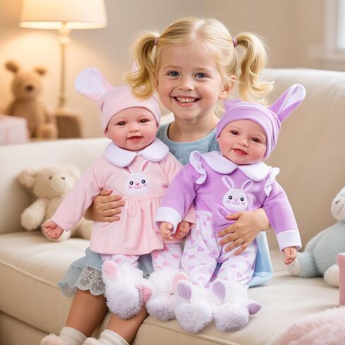 Babeside Baby Dolls Twins - 17 '' لطيف الجسم الناعم واقعية واقعية التوأم دمى الحياة الحقيقية طفلة وصبي مع إكسسوارات لهدايا الأطفال البالغة من العمر 3 سنوات ، تظاهر اللعب ، مجموعة in Kuwait