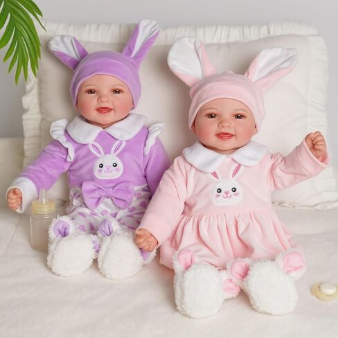 Babeside Baby Dolls Twins - 17 '' لطيف الجسم الناعم واقعية واقعية التوأم دمى الحياة الحقيقية طفلة وصبي مع إكسسوارات لهدايا الأطفال البالغة من العمر 3 سنوات ، تظاهر اللعب ، مجموعة in Kuwait