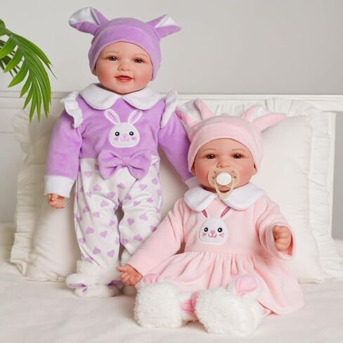 Babeside Baby Dolls Twins - 17 '' لطيف الجسم الناعم واقعية واقعية التوأم دمى الحياة الحقيقية طفلة وصبي مع إكسسوارات لهدايا الأطفال البالغة من العمر 3 سنوات ، تظاهر اللعب ، مجموعة in Kuwait