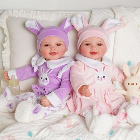 Babeside Baby Dolls Twins - 17 '' لطيف الجسم الناعم واقعية واقعية التوأم دمى الحياة الحقيقية طفلة وصبي مع إكسسوارات لهدايا الأطفال البالغة من العمر 3 سنوات ، تظاهر اللعب ، مجموعة in Kuwait