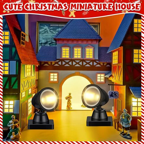 Kingdder Christmas Village Lights Christmas Mini Spotlight Building Light Battery Operated Christmas LED Light with Switch Indoor String Lights for Christmas (Warm White,1 Set) in Saudi Arabia