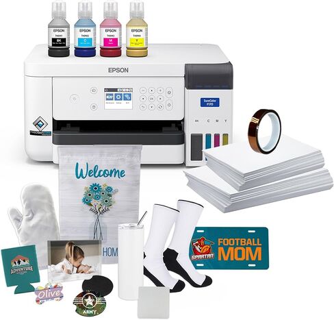 طابعة Epson Surecolor F170 Dye-Sublimation. يتضمن مجموعة كاملة من الحبر ، دليل المستخدم ، كابل طاقة التيار المتردد ، مجموعة بداية التسامي ، الشريط الحراري ، 8.5 "× 11" و 8.5 "× 14" SCF170 in Kuwait