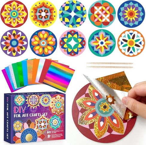 Tenyeah Foil Art for Kids ، Diy Paper Craft Kit for Girls Boys Ages 8+ ، Fun Mandala Activity Toys for Kids in Kuwait
