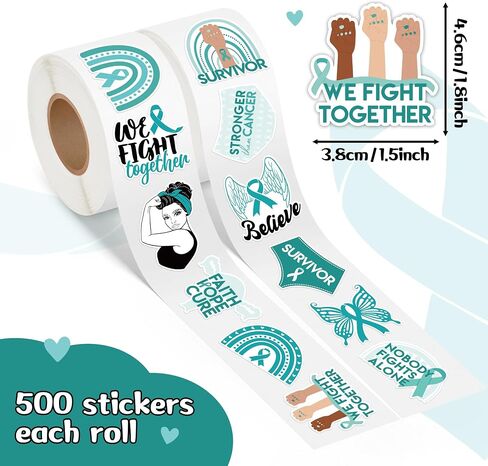 Mental Health Awareness Stickers - 1000pcs(2 Roll)Green Ribbon Mental Health Awareness Month Sticker Rolls Educational Giftwrap Kids' Self-Adhesive bullet journal Scrapbook Waterbottle Laptop in Saudi Arabia