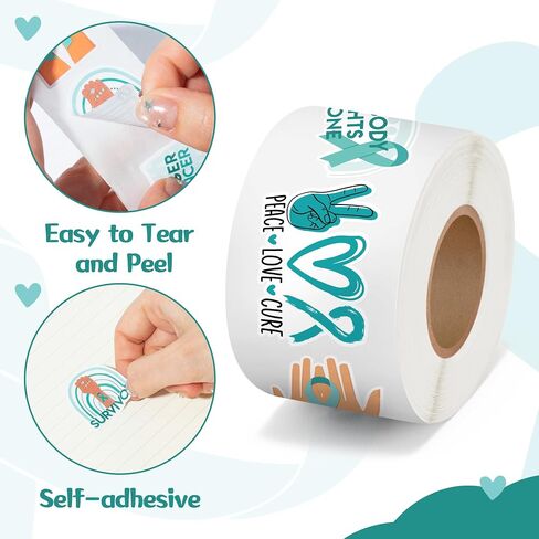 Mental Health Awareness Stickers - 1000pcs(2 Roll)Green Ribbon Mental Health Awareness Month Sticker Rolls Educational Giftwrap Kids' Self-Adhesive bullet journal Scrapbook Waterbottle Laptop in Saudi Arabia