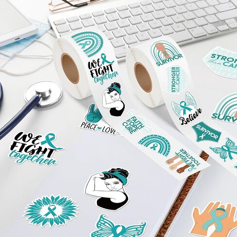 Mental Health Awareness Stickers - 1000pcs(2 Roll)Green Ribbon Mental Health Awareness Month Sticker Rolls Educational Giftwrap Kids' Self-Adhesive bullet journal Scrapbook Waterbottle Laptop in Saudi Arabia