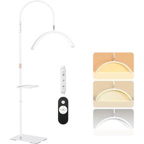 Lash Light, 23 Inch Half Moon Light for Eyelash Extensions, Nail Tech, Tattoo Artist, and Skincare, Flexible Gooseneck LED Floor Lash Lamp, Adjustable Brightness and Height, with Tool Tray (White) in Kuwait
