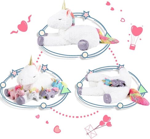 Tezituor 43in Giant Rainbow Pink Unicorn Pillow - Soft, Huggable Plush Toy for Kids & Teens for Birthdays, Christmas, Valentine's Day | Unique Decor for Bedrooms in Kuwait