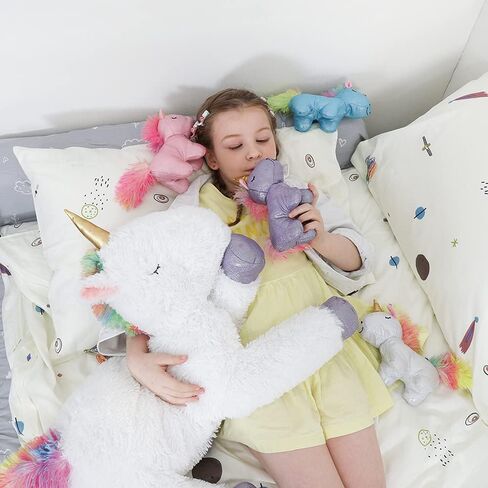 Tezituor 43in Giant Rainbow Pink Unicorn Pillow - Soft, Huggable Plush Toy for Kids & Teens for Birthdays, Christmas, Valentine's Day | Unique Decor for Bedrooms in Kuwait