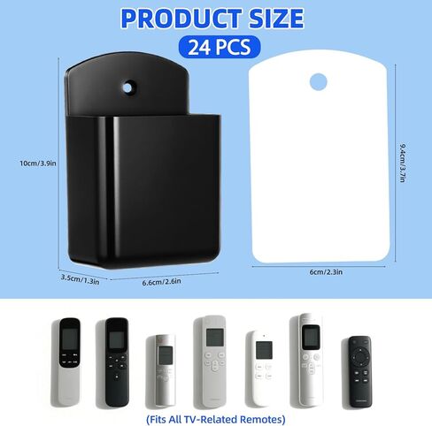 Leinuosen 12 Pcs Remote Control Holder Wall Mount Self Adhesive TV Controller Holder Black TV Remote Organizer Wall Pen Organizer for Home Office School Storage Accessories in Saudi Arabia