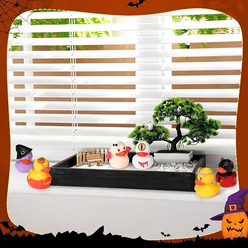 100 Pcs Mini Resin Halloween Ducks and Ghost Ornaments Halloween Miniatures Figurines Bulk Mini Ducks Tiny Skeleton Pumpkin Ghost Ornaments for Garden Dollhouse Decoration Party Favor in Saudi Arabia