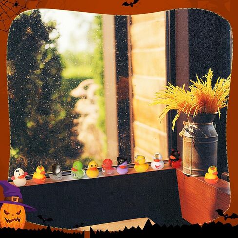 100 Pcs Mini Resin Halloween Ducks and Ghost Ornaments Halloween Miniatures Figurines Bulk Mini Ducks Tiny Skeleton Pumpkin Ghost Ornaments for Garden Dollhouse Decoration Party Favor in Saudi Arabia
