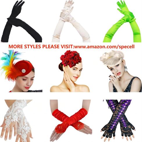 Specell طويل الدانتيل أصابع قفازات النساء أصابع قفازات برباط الزفاف حفل زفاف زي الاكسسوارات الأزهار قفازات الكوع in Kuwait